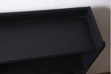 アンティーク家具　昭和中期　ペイント　濃いネイビーカラーのシンプルな本棚(オープンラック、棚、ウッドシェルフ)(R-046881)