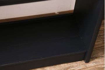 アンティーク家具　昭和中期　ペイント　濃いネイビーカラーのシンプルな本棚(オープンラック、棚、ウッドシェルフ)(R-046881)