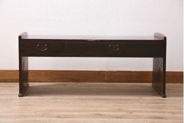 アンティーク家具　明治大正期　スギ材　味わいたっぷりの古い文机(ローテーブル)(R-046886)