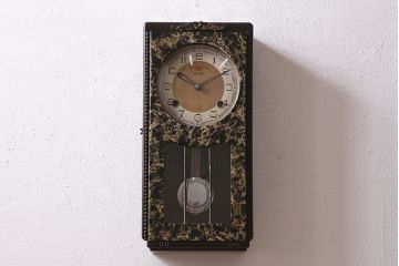 アンティーク時計　昭和中期　RUBY CLOCK(ルビー印)　ゼンマイ式　マーブル模様が珍しい掛け時計(柱時計、古時計)(R-046887)