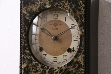 アンティーク時計　昭和中期　RUBY CLOCK(ルビー印)　ゼンマイ式　マーブル模様が珍しい掛け時計(柱時計、古時計)(R-046887)