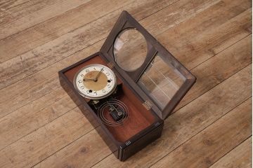 アンティーク時計　昭和中期　RUBY CLOCK(ルビー印)　ゼンマイ式　マーブル模様が珍しい掛け時計(柱時計、古時計)(R-046887)