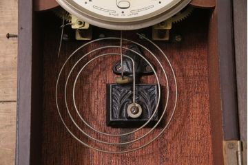 アンティーク時計　昭和中期　RUBY CLOCK(ルビー印)　ゼンマイ式　マーブル模様が珍しい掛け時計(柱時計、古時計)(R-046887)