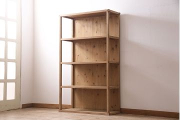 アンティーク家具　明治大正期　ストリップド(剥離)　スギ材　木の風合いが楽しめるシンプルなオープンラック(収納棚、棚)(R-046895)
