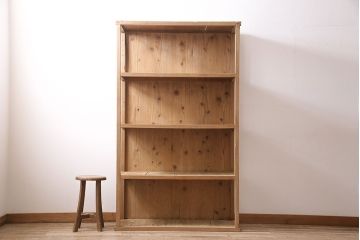 アンティーク家具　明治大正期　ストリップド(剥離)　スギ材　木の風合いが楽しめるシンプルなオープンラック(収納棚、棚)(R-046895)