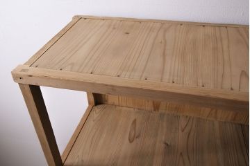 アンティーク家具　明治大正期　ストリップド(剥離)　スギ材　木の風合いが楽しめるシンプルなオープンラック(収納棚、棚)(R-046895)