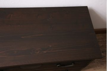 アンティーク家具　大正期　天板リメイク　前面桐材　シンプルで味のある時代箪笥ローボード(チェスト、引き出し、テレビ台)(R-046899)