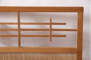 ヴィンテージ家具　昭和中期　民芸家具　和の風情を演出する四連折り畳み式パーテーション(衝立、仕切り、ビンテージ)(R-046903)