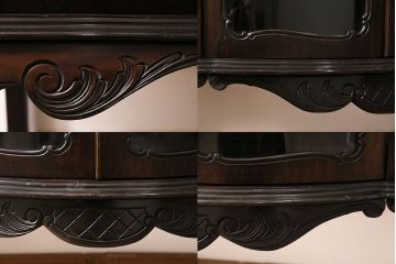 アンティーク家具　イギリスアンティーク　マホガニー材　優美なフォルムと彫刻が目を引くサイドボード(収納棚、飾り棚、キャビネット)(R-046906)