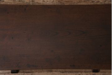 アンティーク家具　明治大正期　総ケヤキ材　凝った脚のつくりが目を引く文机(ローテーブル、センターテーブル)(R-046907)