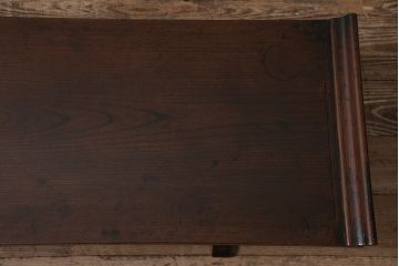 アンティーク家具　明治大正期　総ケヤキ材　凝った脚のつくりが目を引く文机(ローテーブル、センターテーブル)(R-046907)
