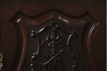 フランスアンティーク　マホガニー材　ミラー付き　上手物!凝った彫刻が魅力のパーラーキャビネット(ミラーバックサイドボード、サイドキャビネット、収納棚)(R-046908)