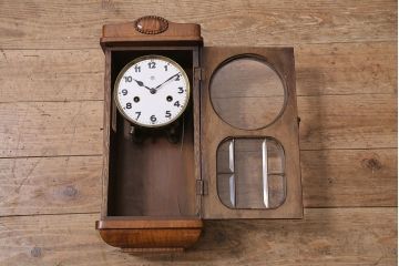 アンティーク時計　ドイツ　JUNGHANS(ユンハンス)社　ゼンマイ式　ノスタルジックな雰囲気が魅力の振り子時計(柱時計、掛け時計、古時計)(R-046915)