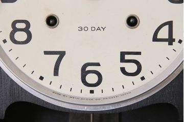 アンティーク時計　昭和中期　Meiji(明治時計社)　ゼンマイ式　30DAY　懐かしい雰囲気が魅力の掛け時計(柱時計、振り子時計)(R-046917)