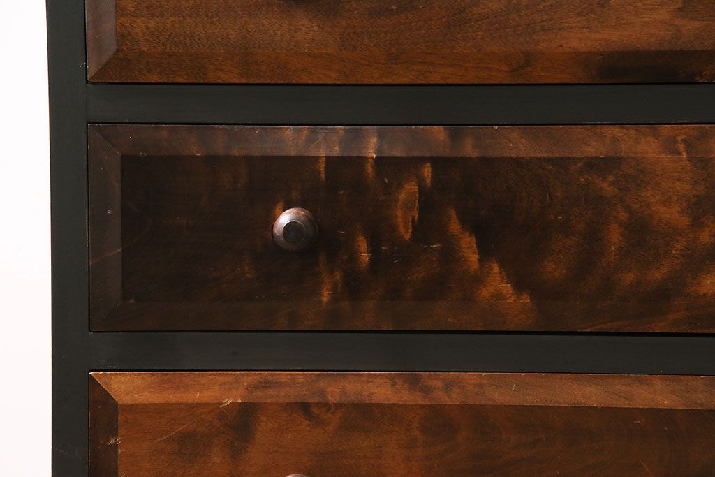 ヴィンテージ家具　民芸家具　ペイントリメイク　深みのある色合いが素敵なチェスト(引き出し、衣装タンス、ビンテージ)(R-046919)