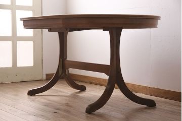 ヴィンテージ家具　イギリス　James H Sutcliffe&Son Ltd  チーク材　オーバル型　優しい雰囲気が魅力のエクステンションテーブル(ダイニングテーブル、ビンテージ)(R-046921)