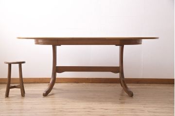 ヴィンテージ家具　イギリス　James H Sutcliffe&Son Ltd  チーク材　オーバル型　優しい雰囲気が魅力のエクステンションテーブル(ダイニングテーブル、ビンテージ)(R-046921)