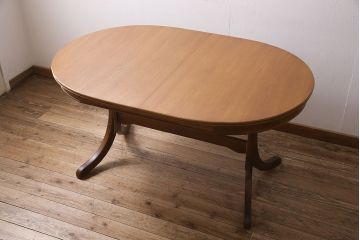 ヴィンテージ家具　イギリス　James H Sutcliffe&Son Ltd  チーク材　オーバル型　優しい雰囲気が魅力のエクステンションテーブル(ダイニングテーブル、ビンテージ)(R-046921)