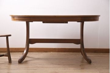 ヴィンテージ家具　イギリス　James H Sutcliffe&Son Ltd  チーク材　オーバル型　優しい雰囲気が魅力のエクステンションテーブル(ダイニングテーブル、ビンテージ)(R-046921)