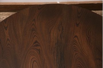 アンティーク家具　昭和初期　総ケヤキ材　挽き物加工の脚がアクセントの丸ちゃぶ台(座卓、折りたたみテーブル、ローテーブル)(R-046939)