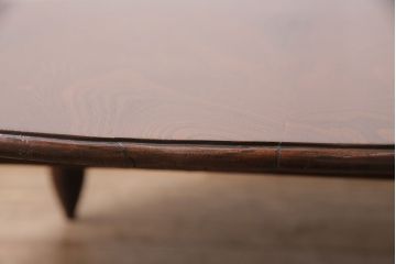 アンティーク家具　昭和初期　総ケヤキ材　挽き物加工の脚がアクセントの丸ちゃぶ台(座卓、折りたたみテーブル、ローテーブル)(R-046939)