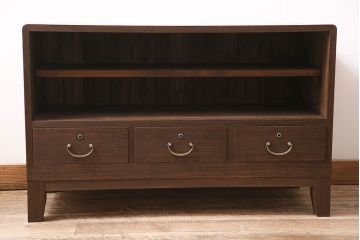 アンティーク家具　昭和中期　桐材　リメイク　脚付き　和の趣を演出する組子入りの箪笥ローボード(収納棚、テレビ台、テレビボード)(R-046940)