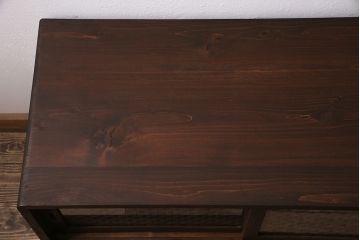 アンティーク家具　昭和中期　桐材　リメイク　脚付き　和の趣を演出する組子入りの箪笥ローボード(収納棚、テレビ台、テレビボード)(R-046940)