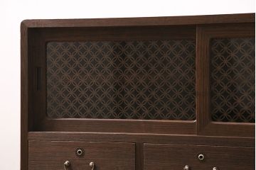 アンティーク家具　昭和中期　桐材　リメイク　脚付き　和の趣を演出する組子入りの箪笥ローボード(収納棚、テレビ台、テレビボード)(R-046940)