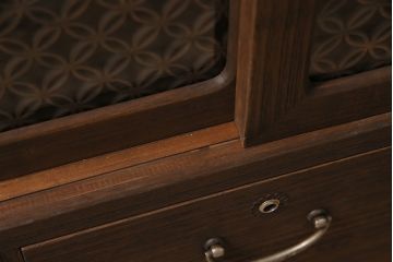 アンティーク家具　昭和中期　桐材　リメイク　脚付き　和の趣を演出する組子入りの箪笥ローボード(収納棚、テレビ台、テレビボード)(R-046940)