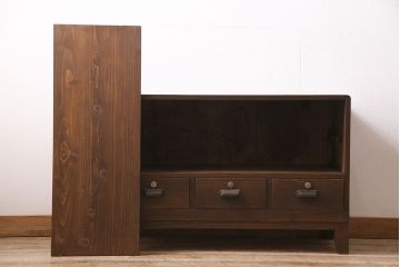 アンティーク家具　昭和中期　桐材　リメイク　脚付き　和の趣を演出する組子入りの箪笥ローボード(収納棚、テレビ台、テレビボード)(R-046941)