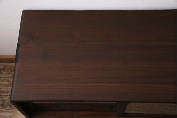 アンティーク家具　昭和中期　桐材　リメイク　脚付き　和の趣を演出する組子入りの箪笥ローボード(収納棚、テレビ台、テレビボード)(R-046941)