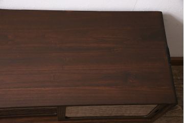アンティーク家具　昭和中期　桐材　リメイク　脚付き　和の趣を演出する組子入りの箪笥ローボード(収納棚、テレビ台、テレビボード)(R-046941)