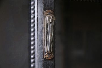 アンティーク家具　昭和初期　ペイント　薄型サイズが珍しい!コレクションのディスプレイにおすすめのキャビネット(収納棚、ガラス戸棚、飾り棚)(R-046945)