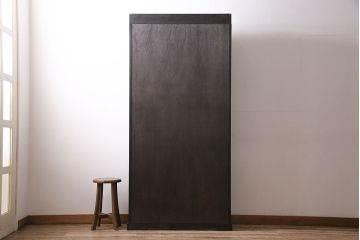 アンティーク家具　昭和初期　ペイント　薄型サイズが珍しい!コレクションのディスプレイにおすすめのキャビネット(収納棚、ガラス戸棚、飾り棚)(R-046945)
