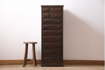 中古　北海道民芸家具　特注品!　縦型タイプが取り入れやすい整理箱(チェスト、引き出し)(R-046947)
