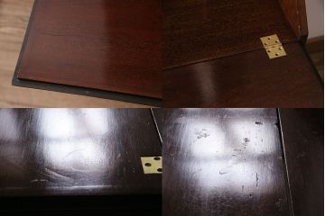アンティーク家具　イギリスアンティーク　マホガニー材　象嵌細工入りの上品なライティングビューロー(ビューローブックケース、簿記机、在宅ワーク、在宅用収納棚、本箱、ワークデスク)(R-046948)