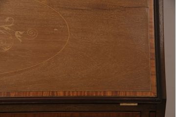 アンティーク家具　イギリスアンティーク　マホガニー材　象嵌細工入りの上品なライティングビューロー(ビューローブックケース、簿記机、在宅ワーク、在宅用収納棚、本箱、ワークデスク)(R-046948)