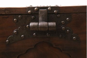 アンティーク家具　明治大正期　総ケヤキ材　錠前付き　和の趣を高める銭箱(銭函)(R-046950)