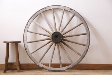 アンティーク雑貨　明治大正期　大八車　木製車輪(ディスプレイ、ガーデニング雑貨)(R-046956)