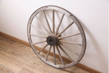 アンティーク雑貨　明治大正期　大八車　木製車輪(ディスプレイ、ガーデニング雑貨)(R-046956)