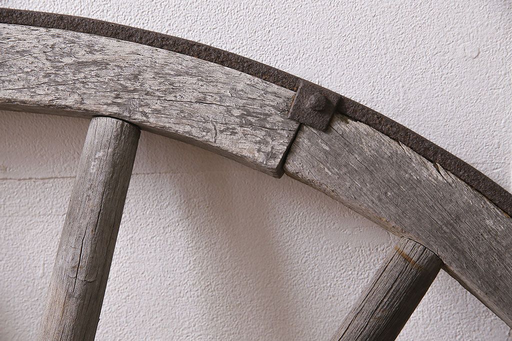 アンティーク雑貨　明治大正期　大八車　木製車輪(ディスプレイ、ガーデニング雑貨)(R-046956)