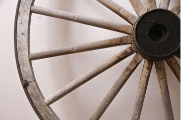 アンティーク雑貨　明治大正期　大八車　木製車輪(ディスプレイ、ガーデニング雑貨)(R-046956)