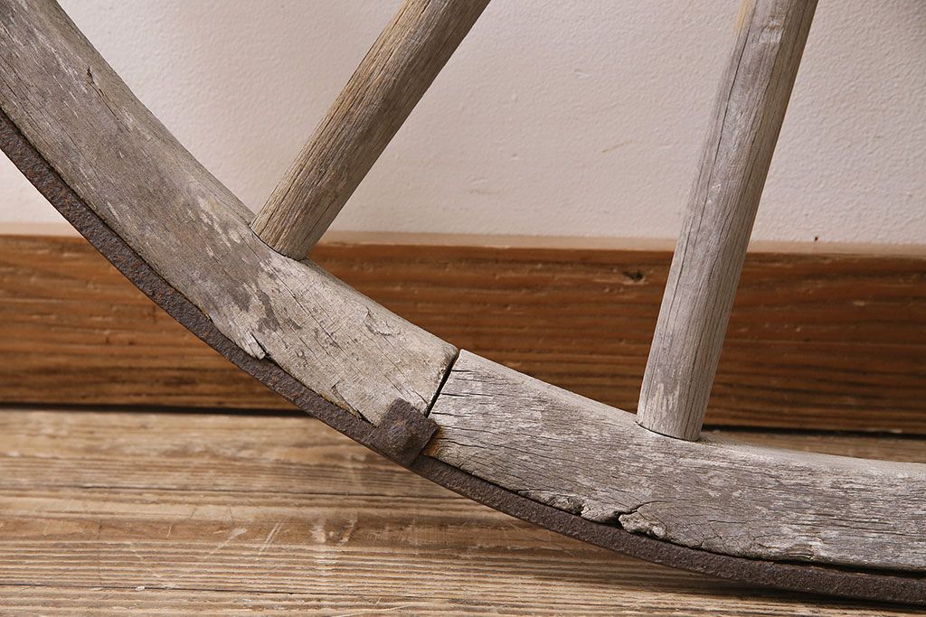 アンティーク雑貨　明治大正期　大八車　木製車輪(ディスプレイ、ガーデニング雑貨)(R-046956)