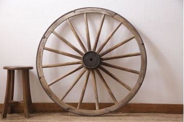 アンティーク雑貨　明治大正期　大八車　木製車輪(ディスプレイ、ガーデニング雑貨)(R-046956)