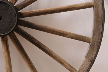 アンティーク雑貨　明治大正期　大八車　木製車輪(ディスプレイ、ガーデニング雑貨)(R-046956)