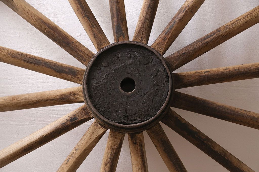 アンティーク雑貨　明治大正期　大八車　木製車輪(ディスプレイ、ガーデニング雑貨)(R-046956)