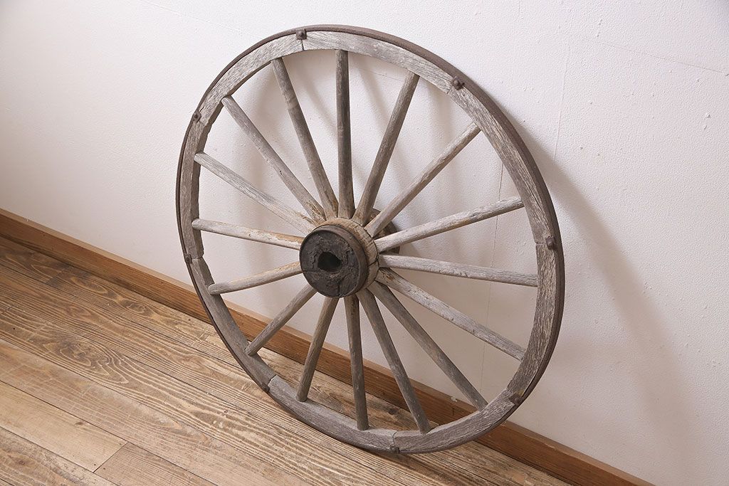 アンティーク雑貨　明治大正期　大八車　木製車輪(ディスプレイ、ガーデニング雑貨)(R-046957)