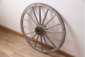 アンティーク雑貨　明治大正期　大八車　木製車輪(ディスプレイ、ガーデニング雑貨)(R-046957)