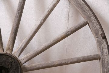 アンティーク雑貨　明治大正期　大八車　木製車輪(ディスプレイ、ガーデニング雑貨)(R-046957)