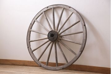 アンティーク雑貨　明治大正期　大八車　木製車輪(ディスプレイ、ガーデニング雑貨)(R-046957)